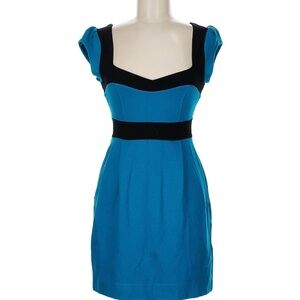 French Connection blue/teal and black sheath stretch cotton dress size 6